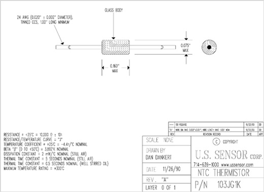 103JG1K - Glass Encapsulated Thermistor